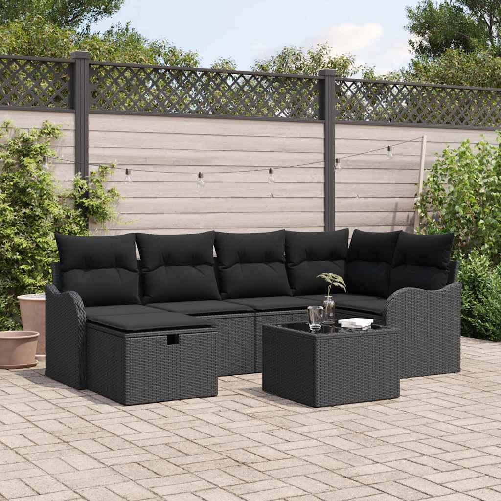 Garden Sofa Set 7 pcs Black 232.5 x 122.5 x 85 cm Poly rattan