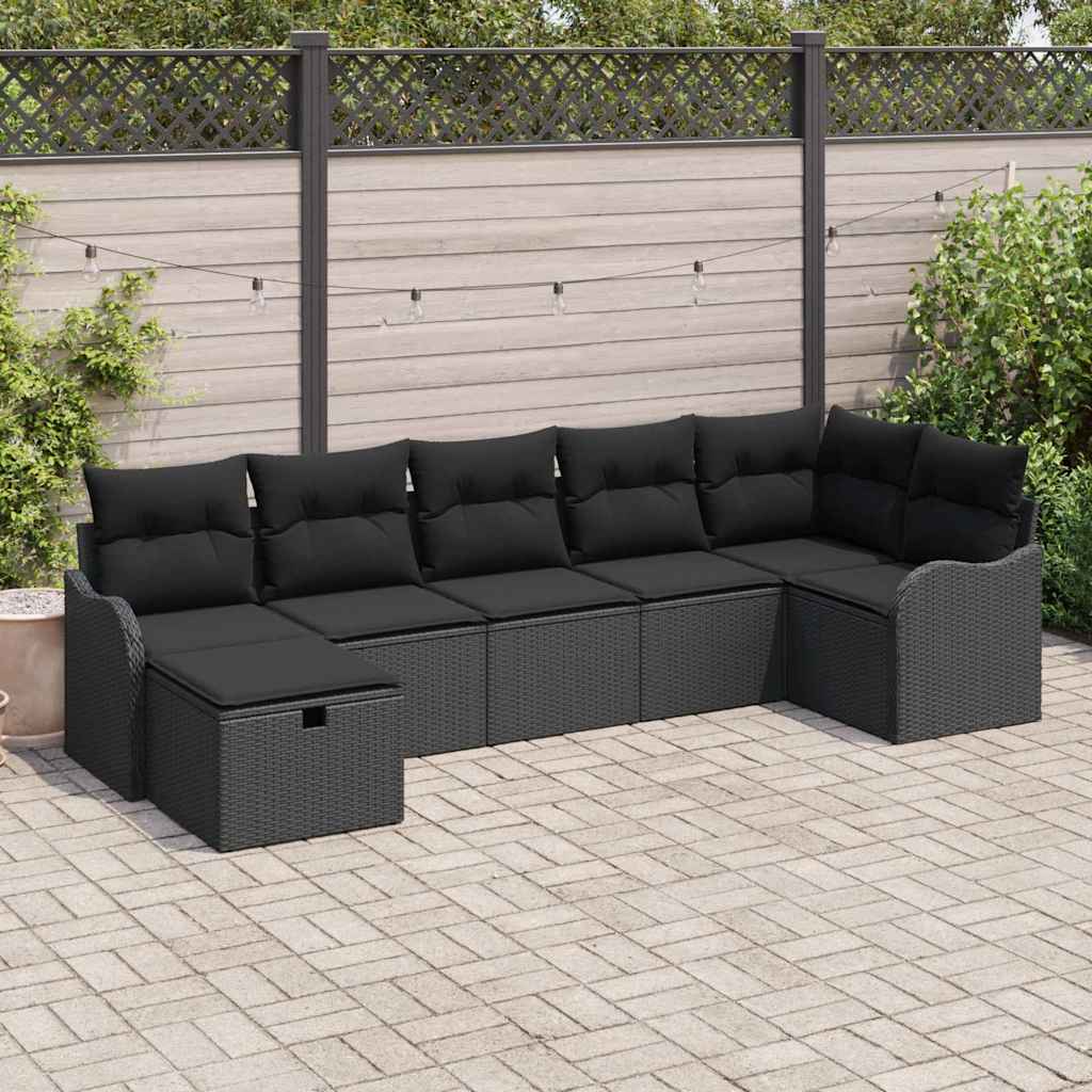 Garden Sofa Set 7 pcs Black 287.5 x 122.5 x 85 cm Poly rattan