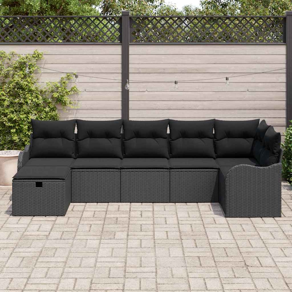Garden Sofa Set 7 pcs Black 287.5 x 122.5 x 85 cm Poly rattan