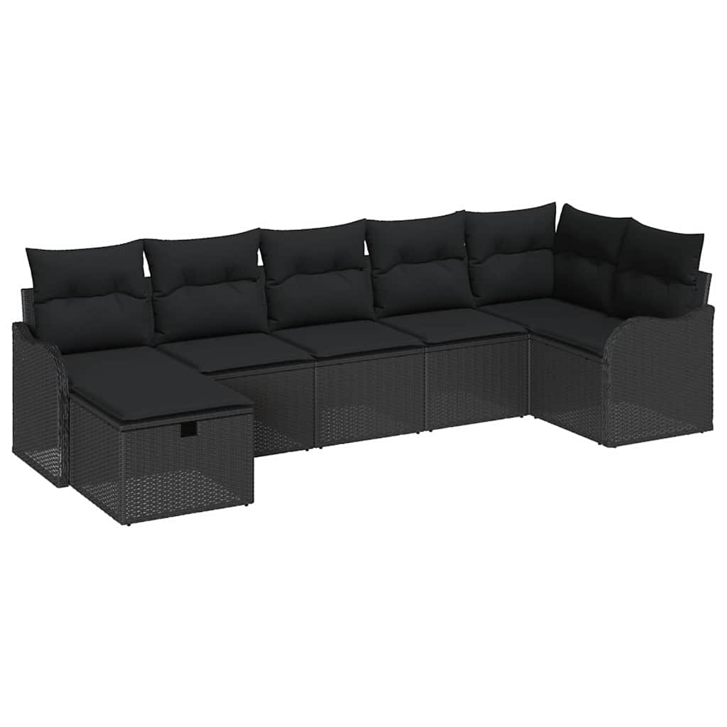 Garden Sofa Set 7 pcs Black 287.5 x 122.5 x 85 cm Poly rattan