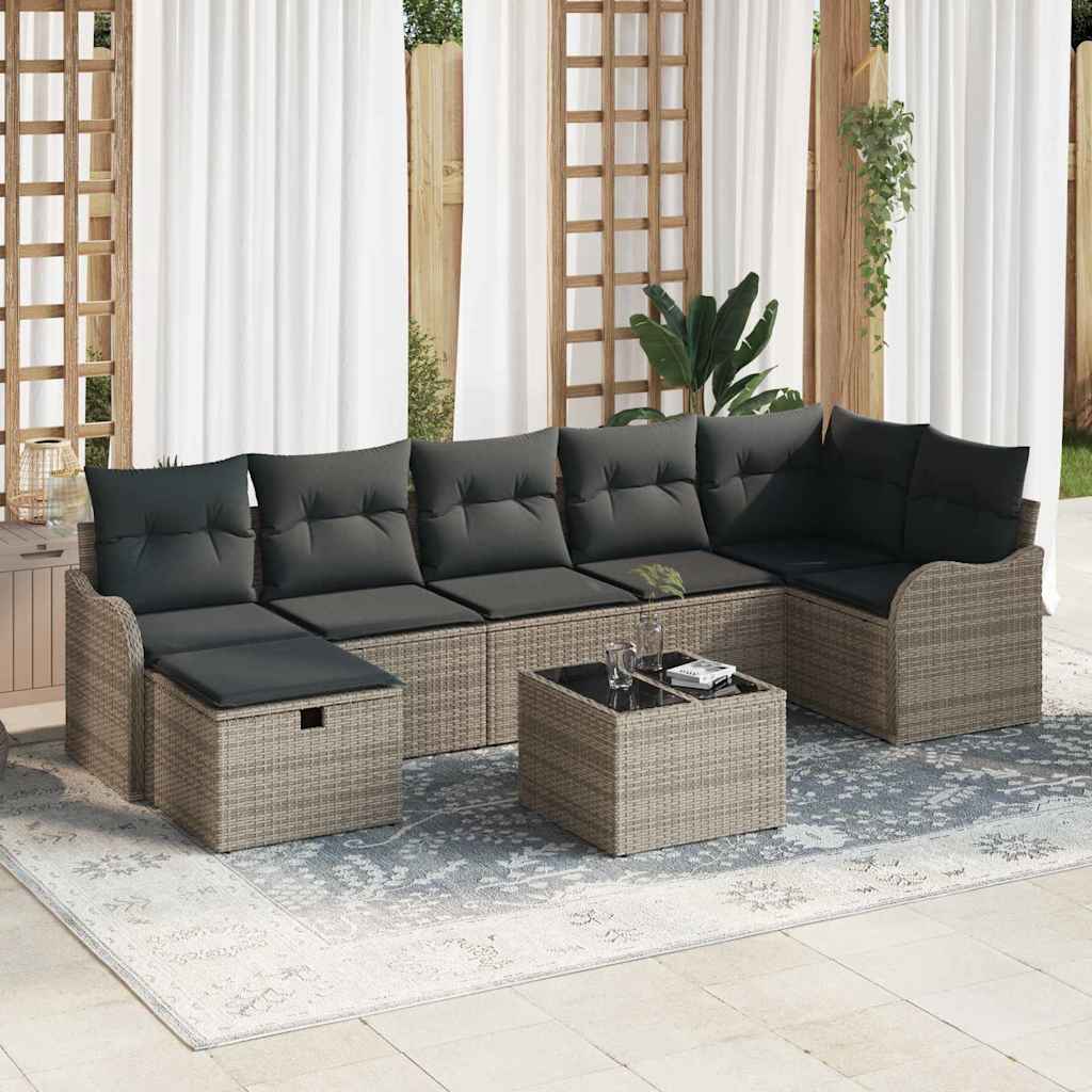 Garden Sofa Set 8 pcs Grey 287.5 x 122.5 x 85 cm Poly rattan