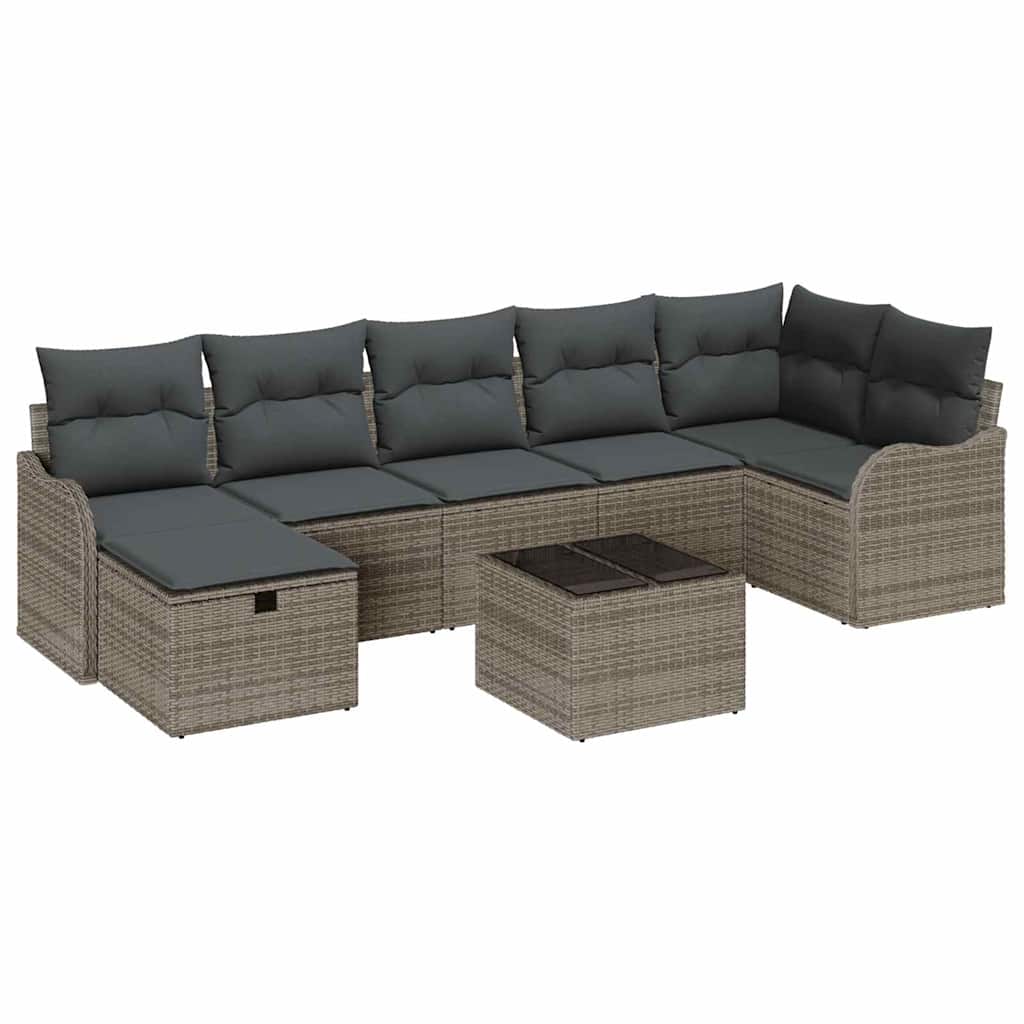 Garden Sofa Set 8 pcs Grey 287.5 x 122.5 x 85 cm Poly rattan