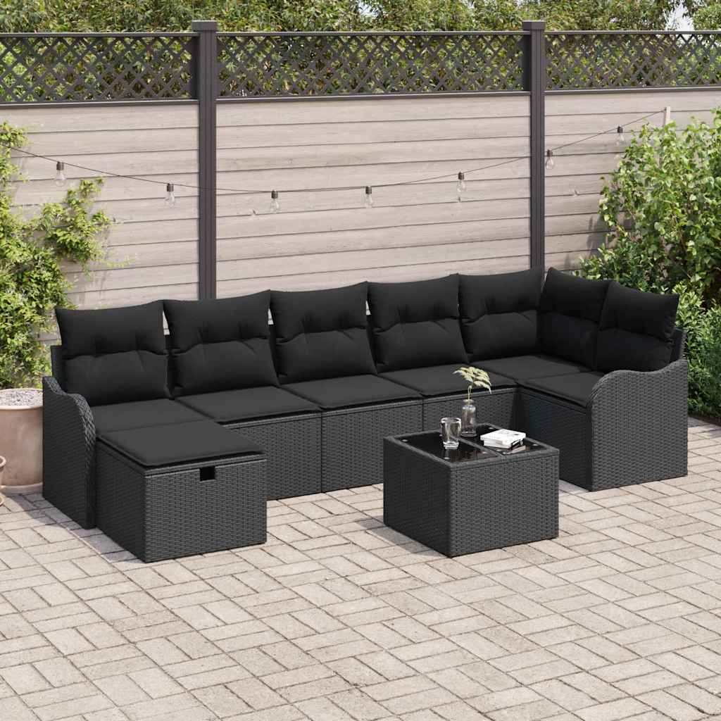 Garden Sofa Set 8 pcs Black 287.5 x 122.5 x 85 cm Poly rattan