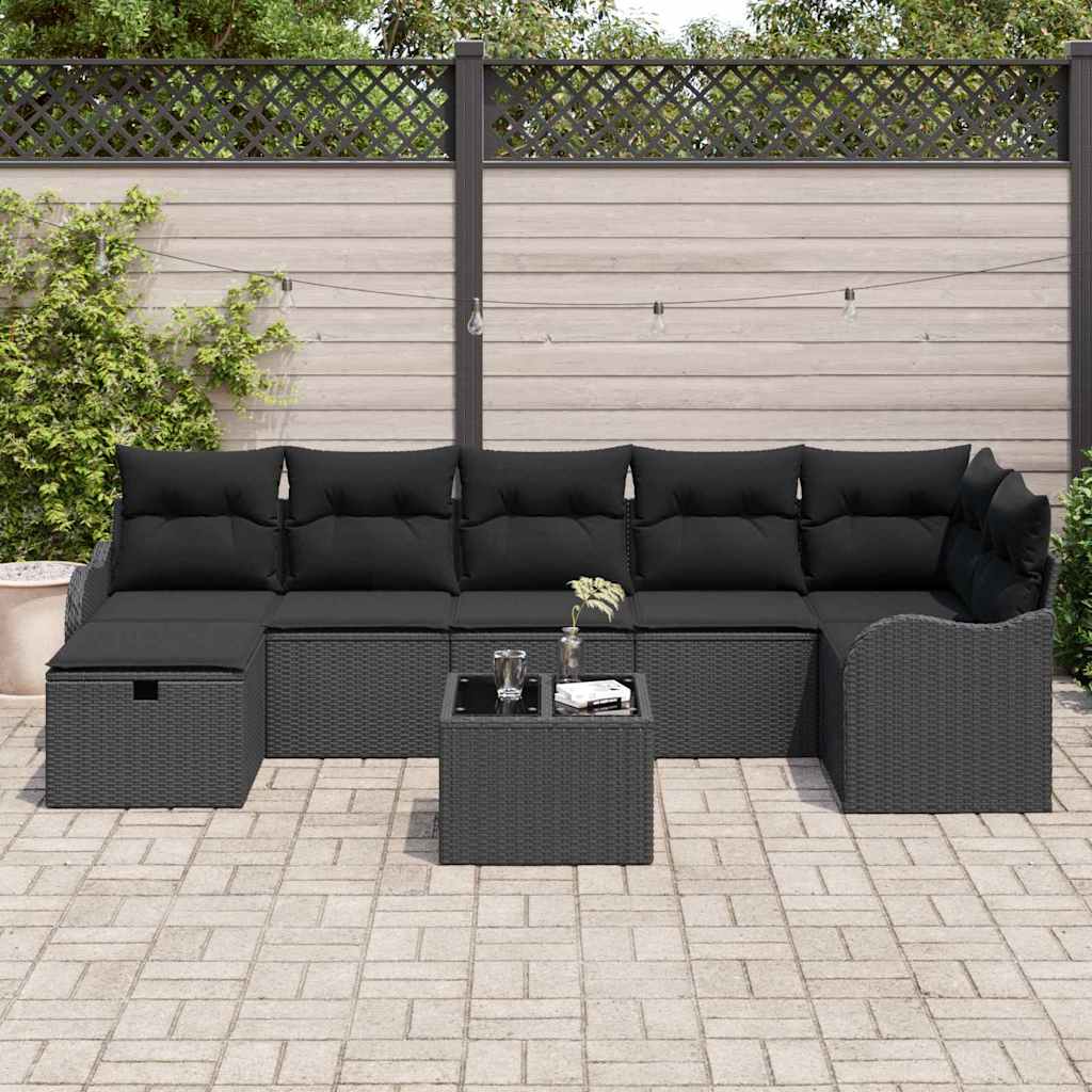 Garden Sofa Set 8 pcs Black 287.5 x 122.5 x 85 cm Poly rattan