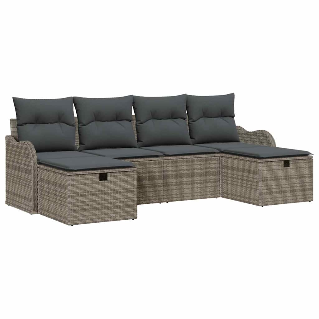 Garden Sofa Set 6 pcs Grey 231 x 117 x 85 cm Poly rattan