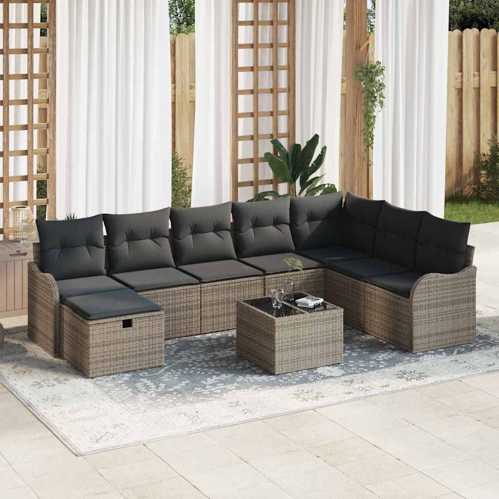 Garden Sofa Set 9 pcs Grey 287.5 x 177.5 x 85 cm Poly rattan