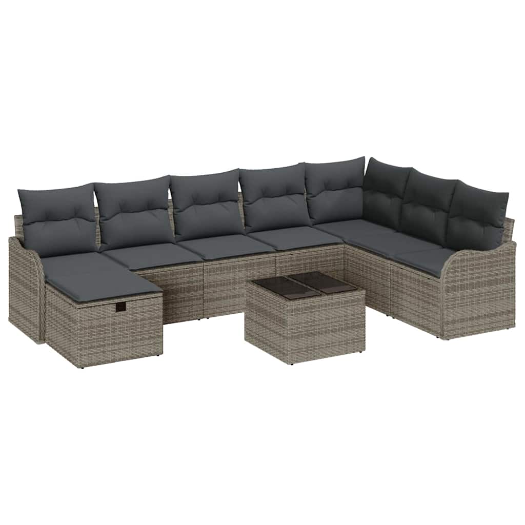 Garden Sofa Set 9 pcs Grey 287.5 x 177.5 x 85 cm Poly rattan