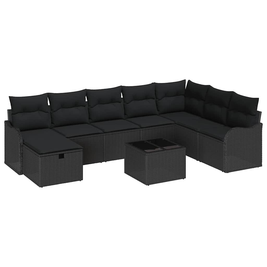 Garden Sofa Set 9 pcs Black 287.5 x 177.5 x 85 cm Poly rattan