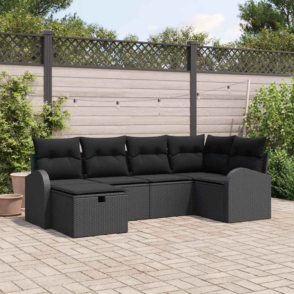 Garden Sofa Set 6 pcs Black 234 x 124 x 85 cm Poly rattan