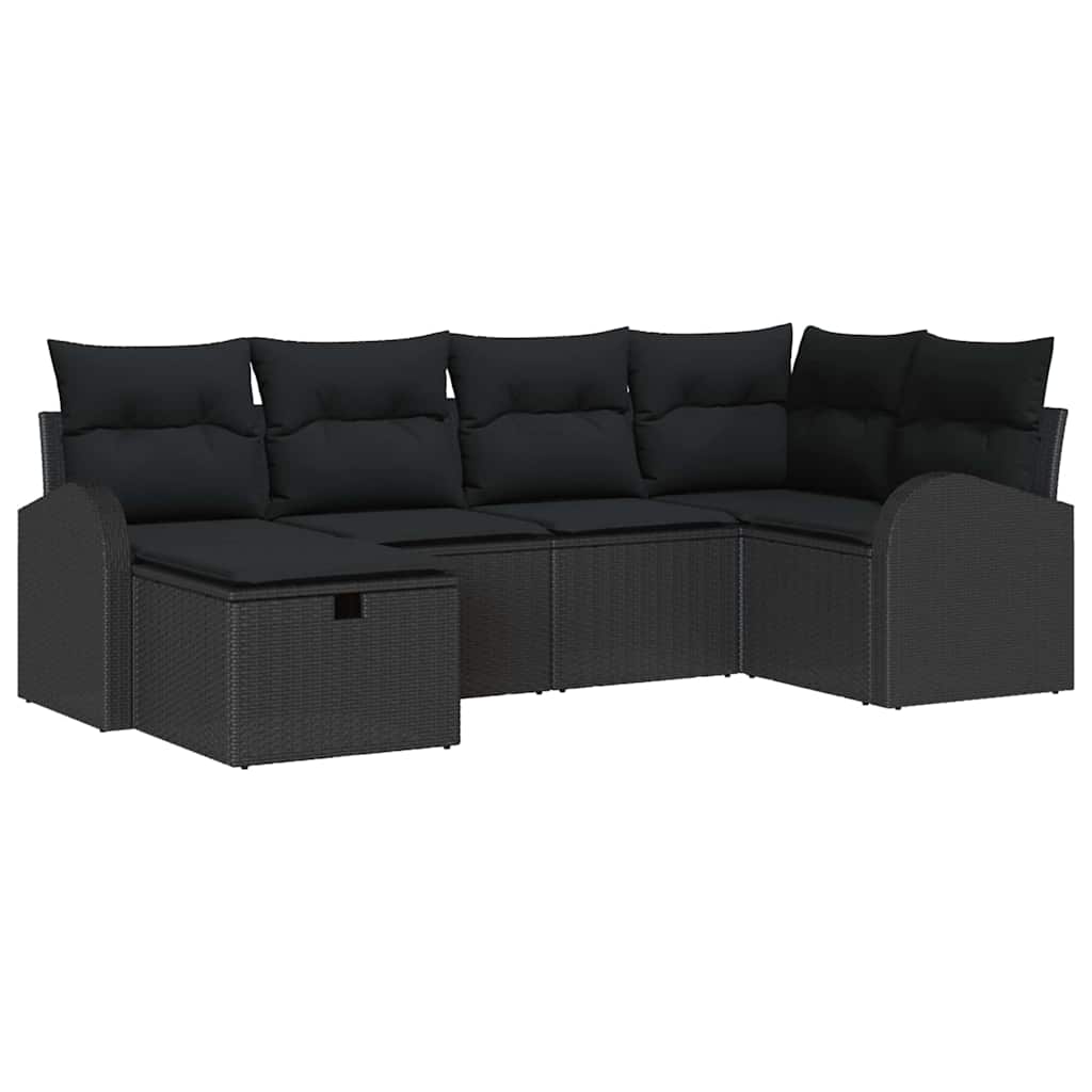 Garden Sofa Set 6 pcs Black 234 x 124 x 85 cm Poly rattan