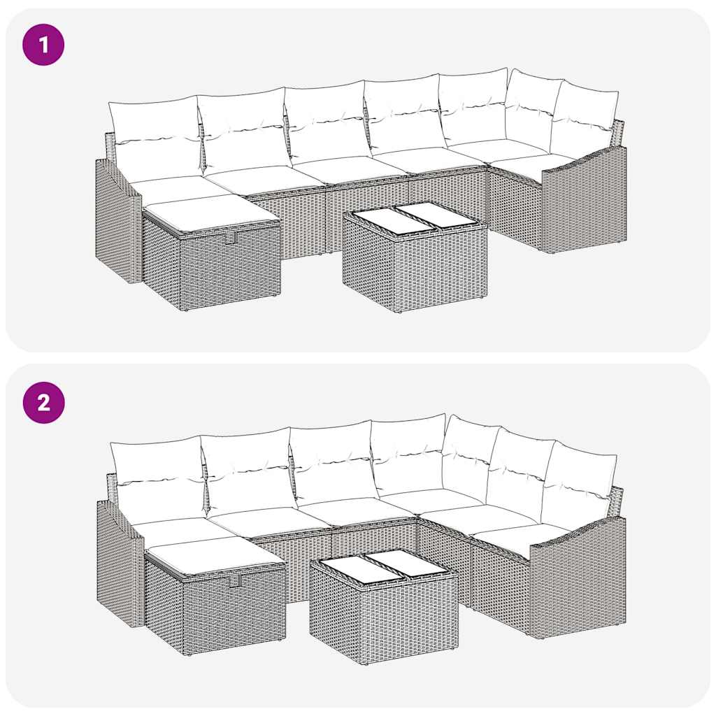 Sofa Set with Cushion with Storage Grey Poly Rattan