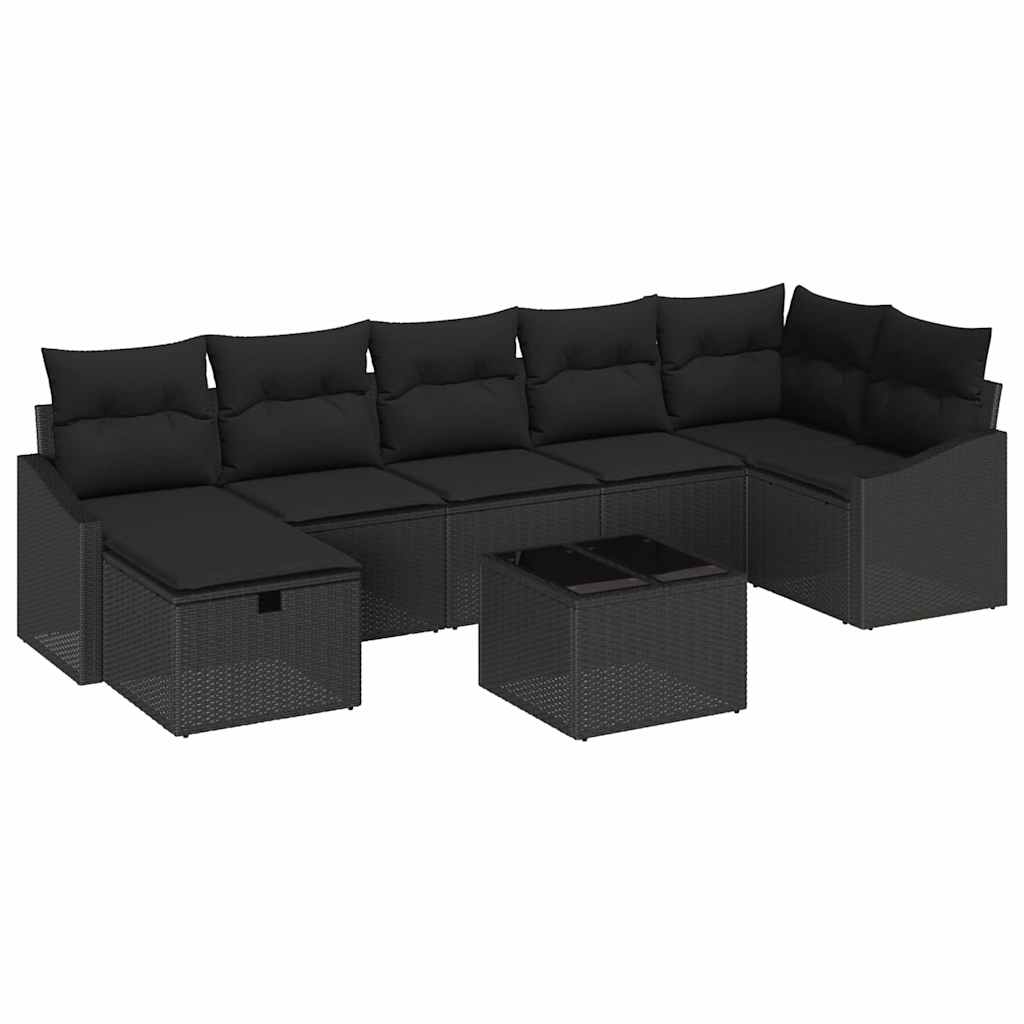 Garden Sofa Set with Cushion 8 pcs Black Poly rattan