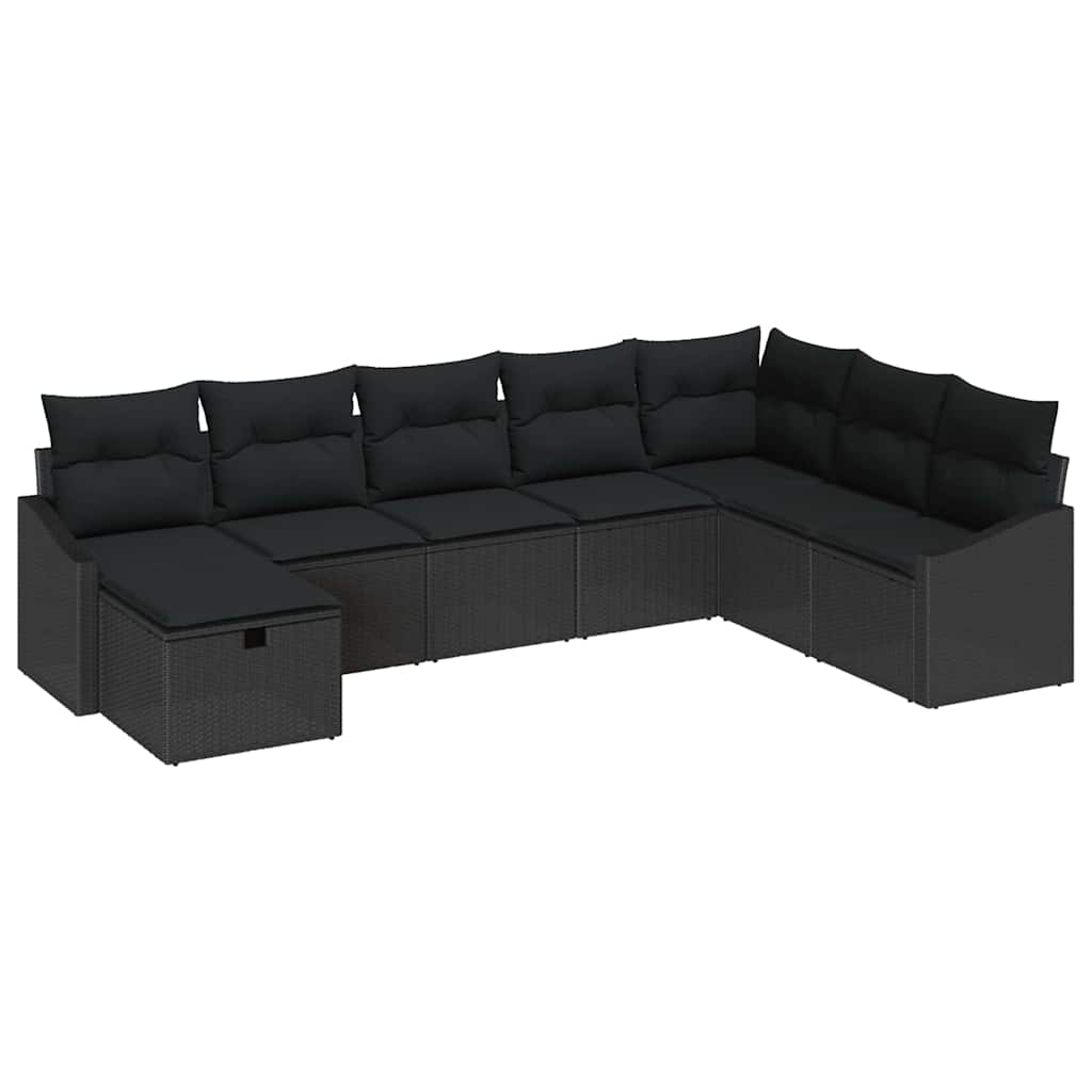 Garden Sofa Set with Cushion 8 pcs Black Poly rattan