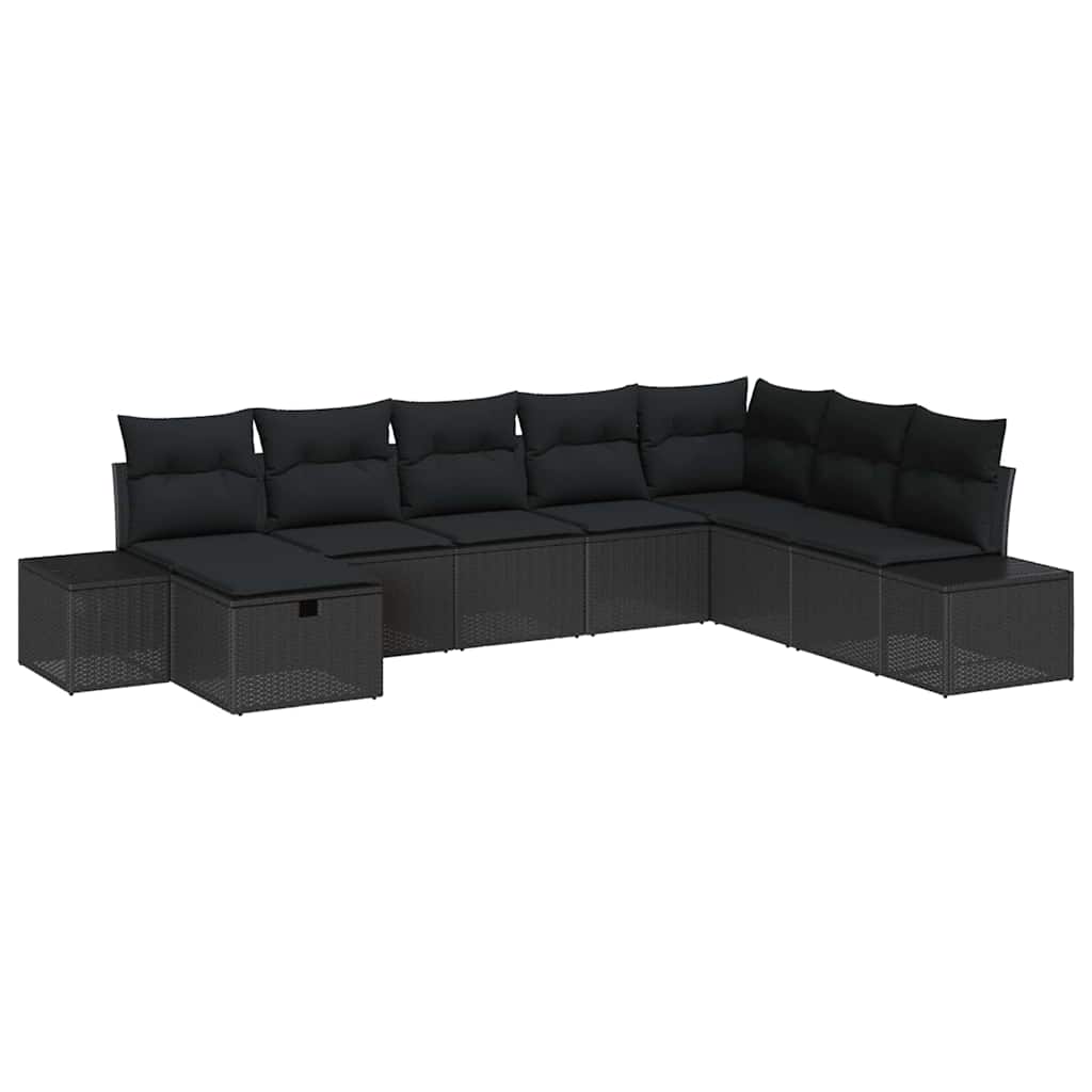 Garden Sofa Set with Cushion 8 pcs Black Poly rattan