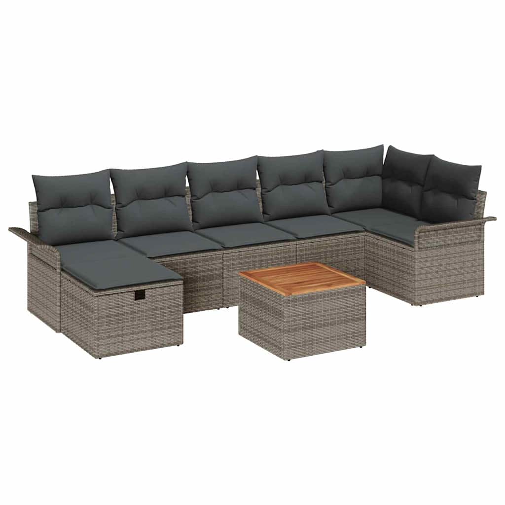 Garden Sofa Set 8 pcs Grey Poly Rattan