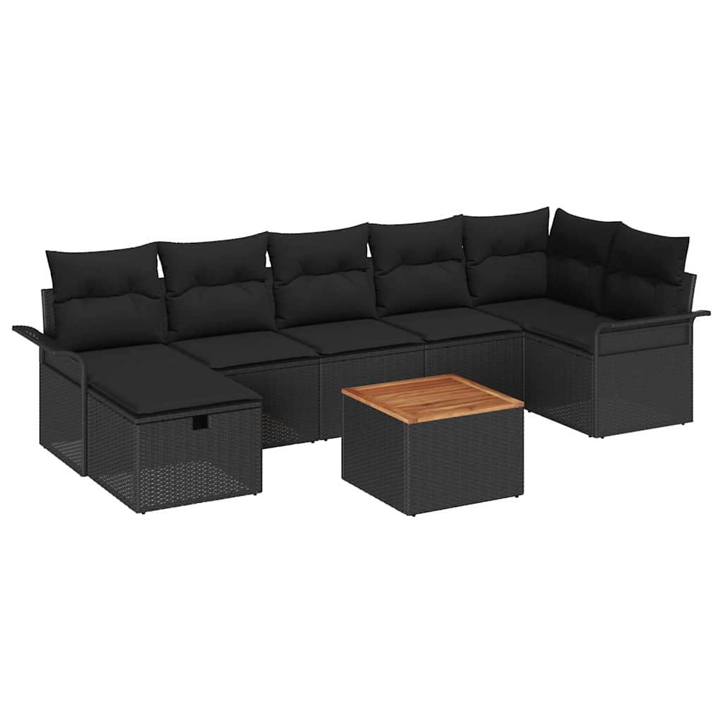 Garden Sofa Set 8 pcs Black Poly Rattan