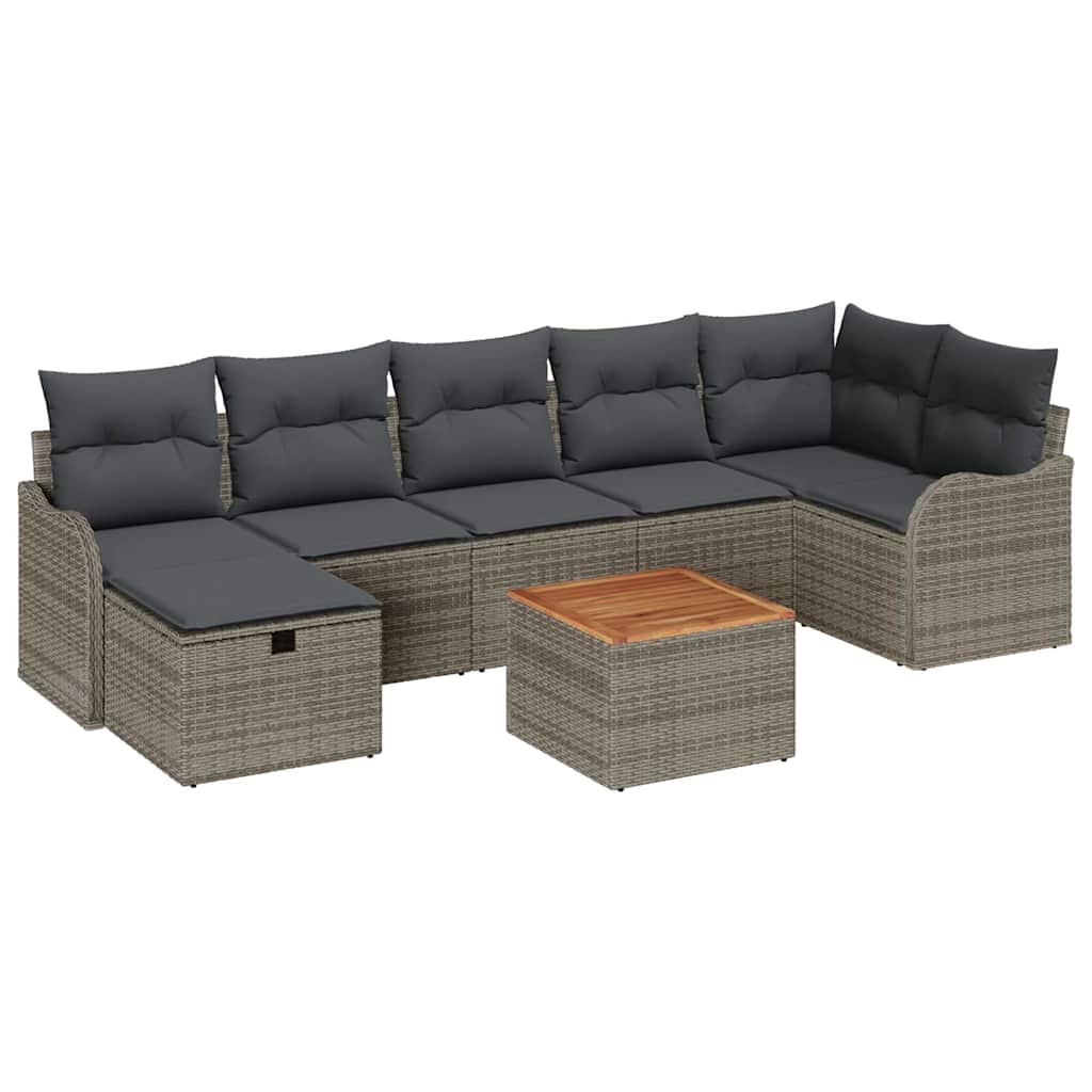 Garden Sofa Set with Cushion 8 pcs Grey Poly rattan