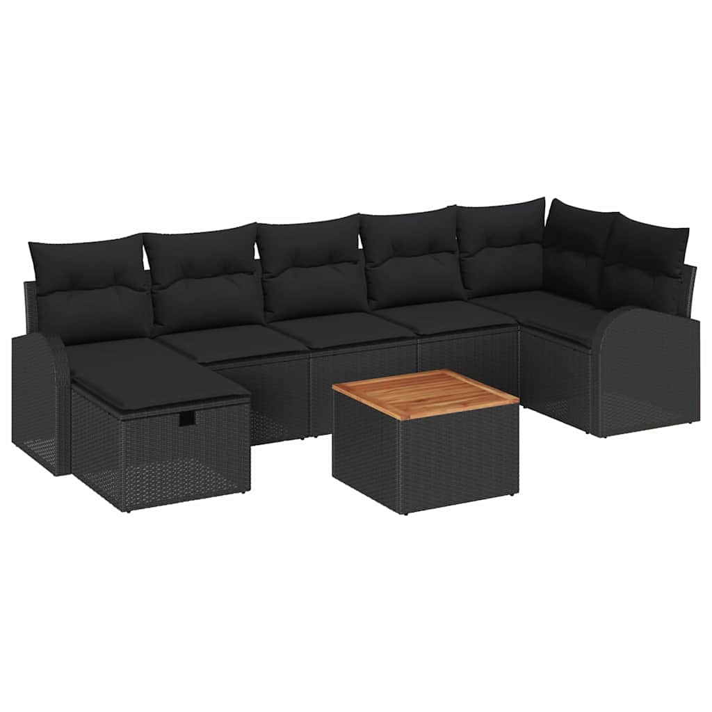 Garden Sofa Set with Cushion 8 pcs Black Poly rattan