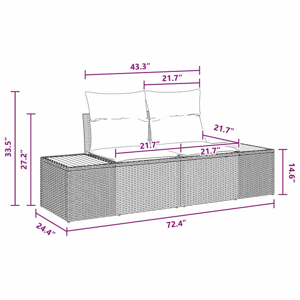 Garden Sofa Set with Cushion 5 pcs Black Poly rattan