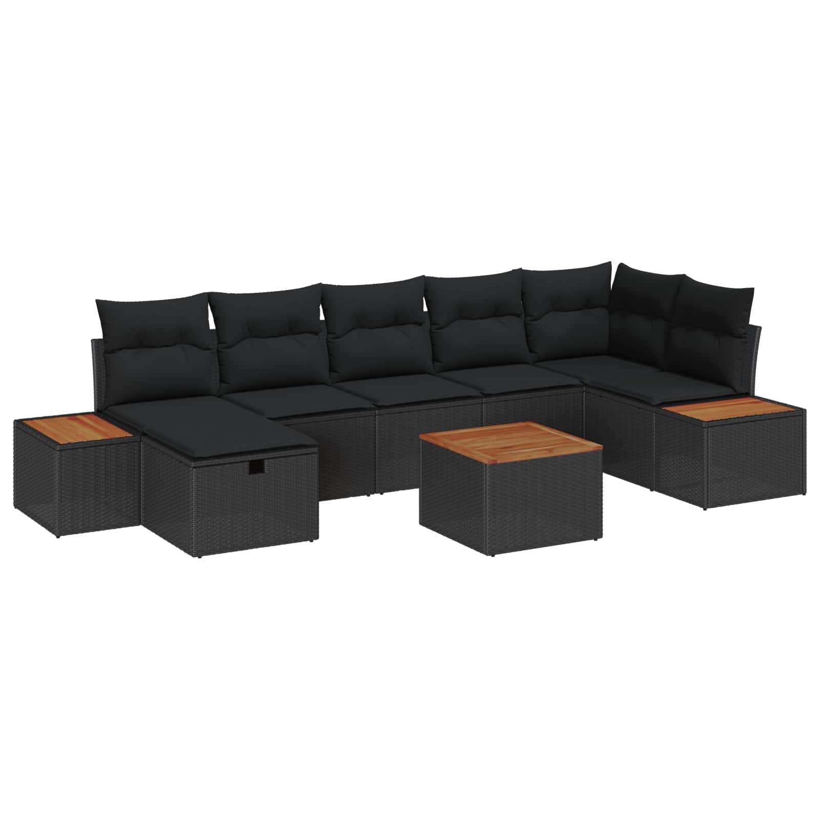 Garden Sofa Set with Cushion 8 pcs Black Poly Rattan