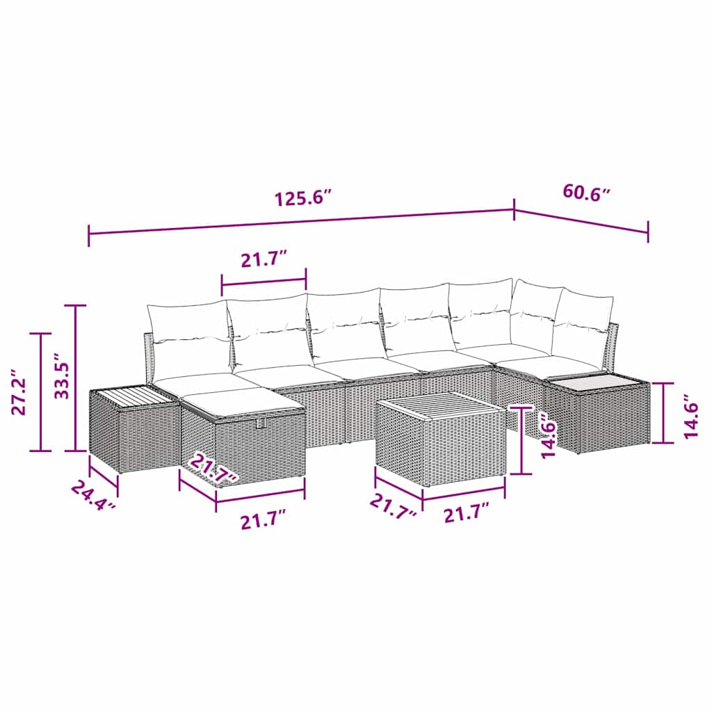 Garden Sofa Set with Cushion 8 pcs Black Poly rattan