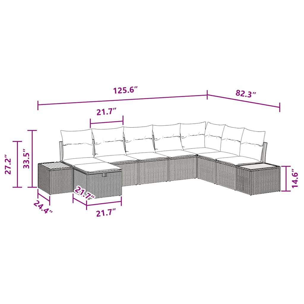 Garden Sofa Set with Cushion 8 pcs Black Poly rattan