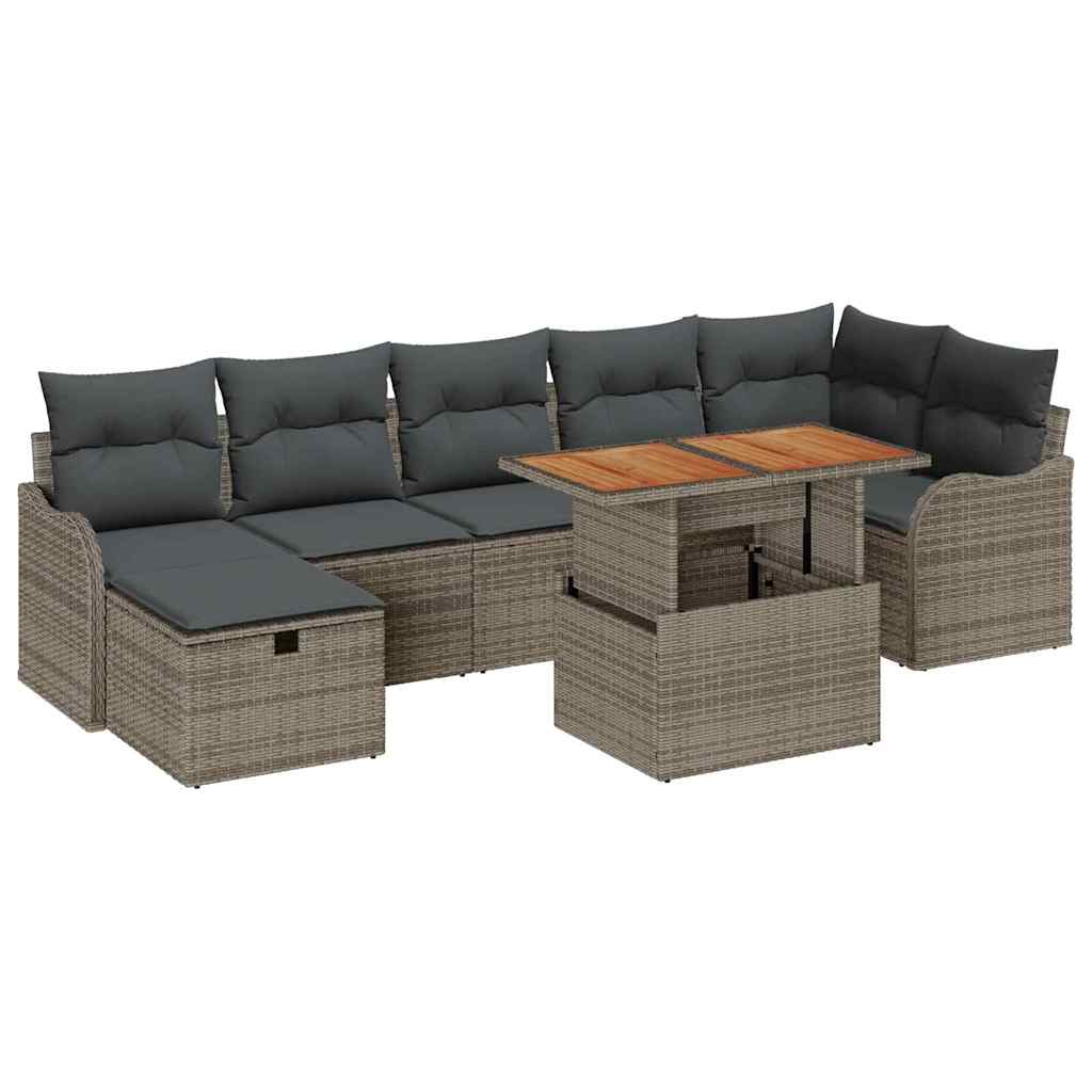 Garden Sofa Set with Cushion 8 pcs Grey Poly rattan