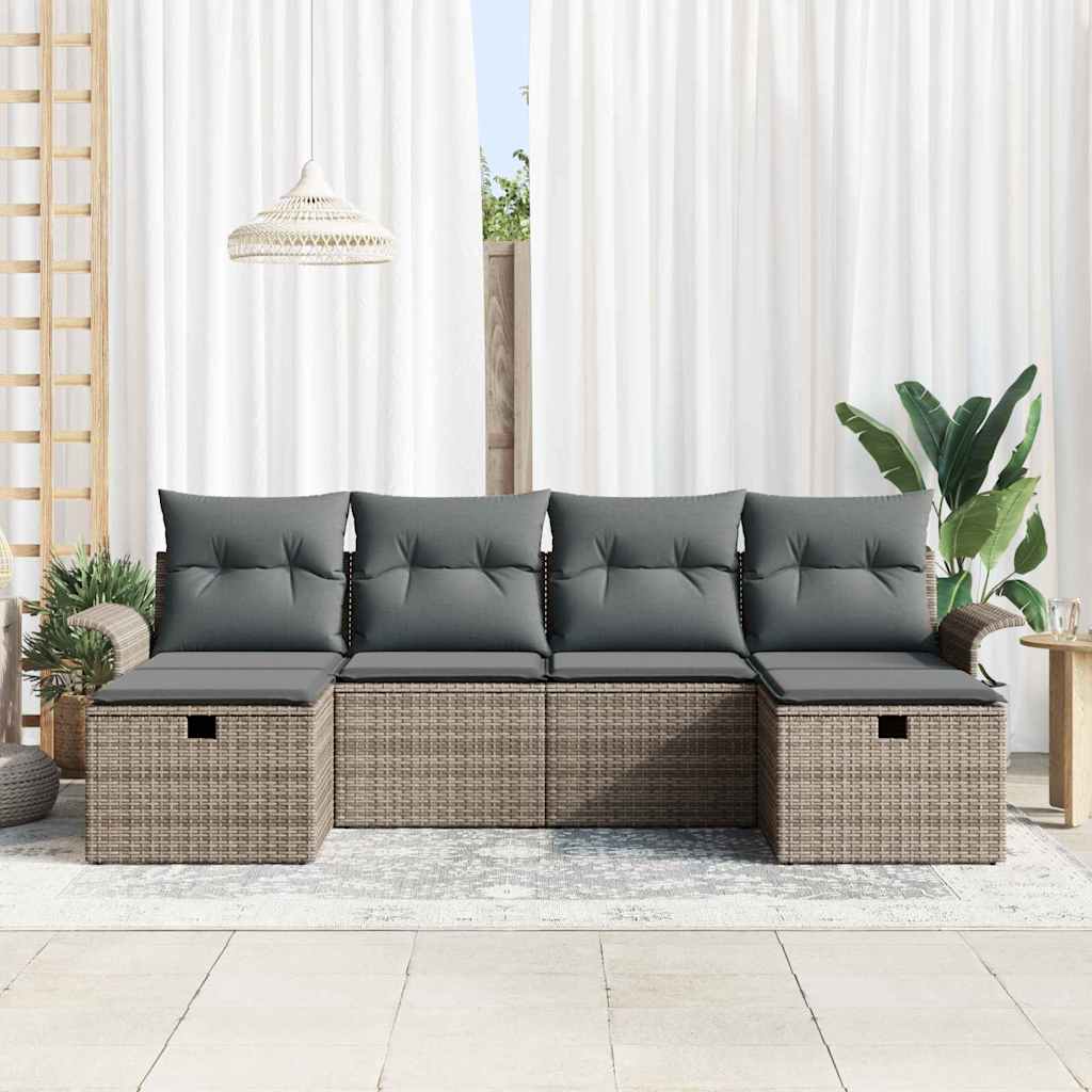 Garden Sofa Set with Cushion 6 pcs Grey Poly rattan