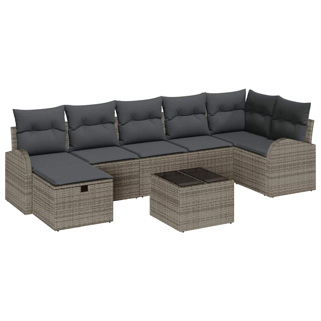 Garden Sofa Set with Cushion 8 pcs Grey Poly rattan