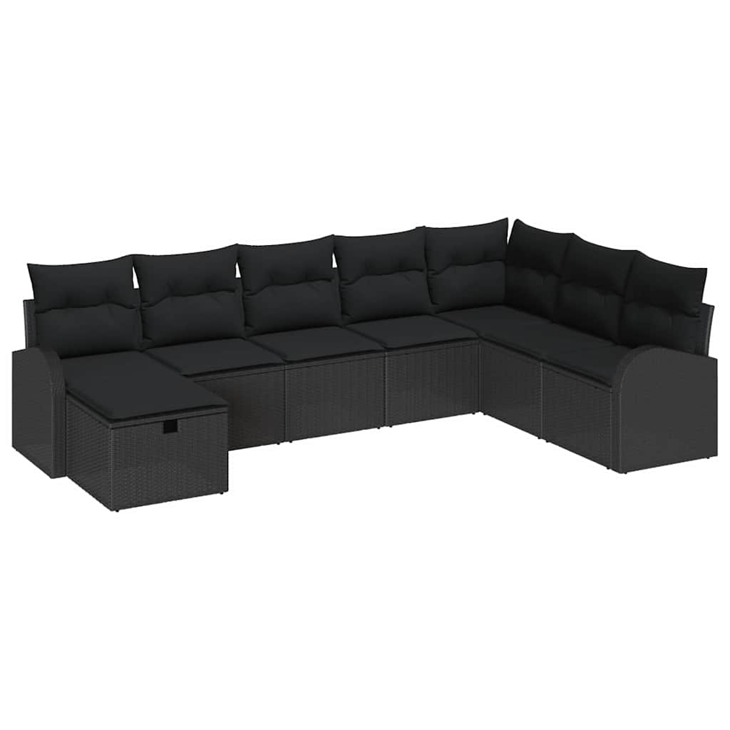 Garden Sofa Set with Cushion 8 pcs Black Poly rattan