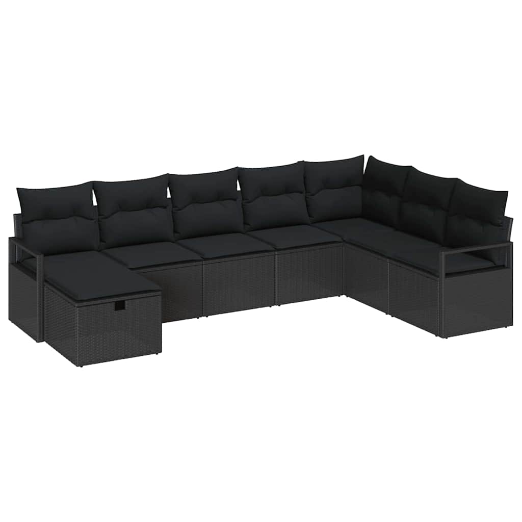 Garden Sofa Set 8 pcs Black Poly rattan