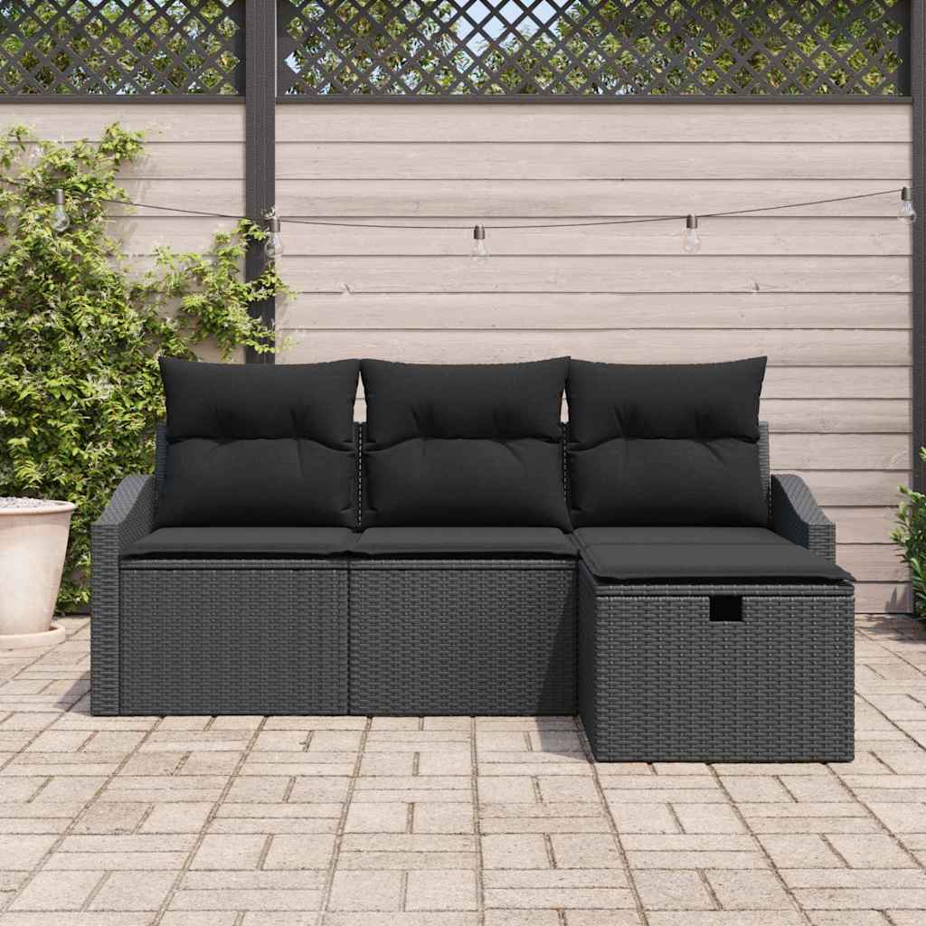 Sofa Set with Cushion 4 pcs Poly Rattan