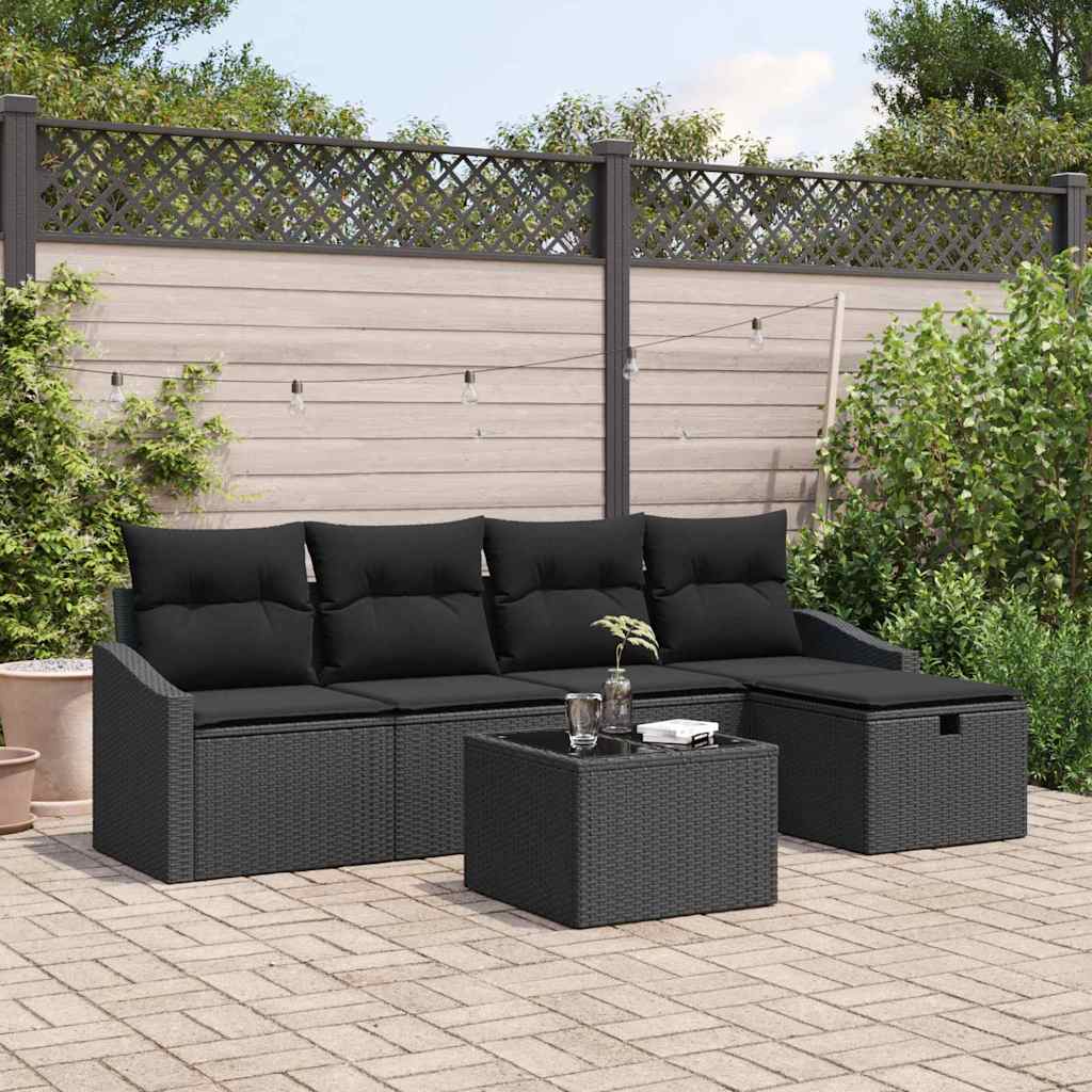 Garden Sofa Set Manual 6 pcs Black 55 x 55 x 37 cm Poly rattan
