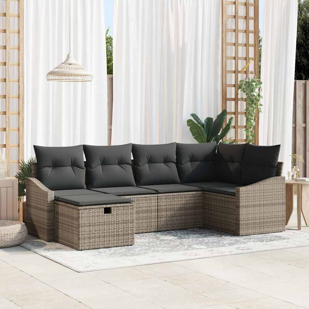 Garden Sofa Set 6 pcs Grey 55 x 62 x 69 cm Poly rattan