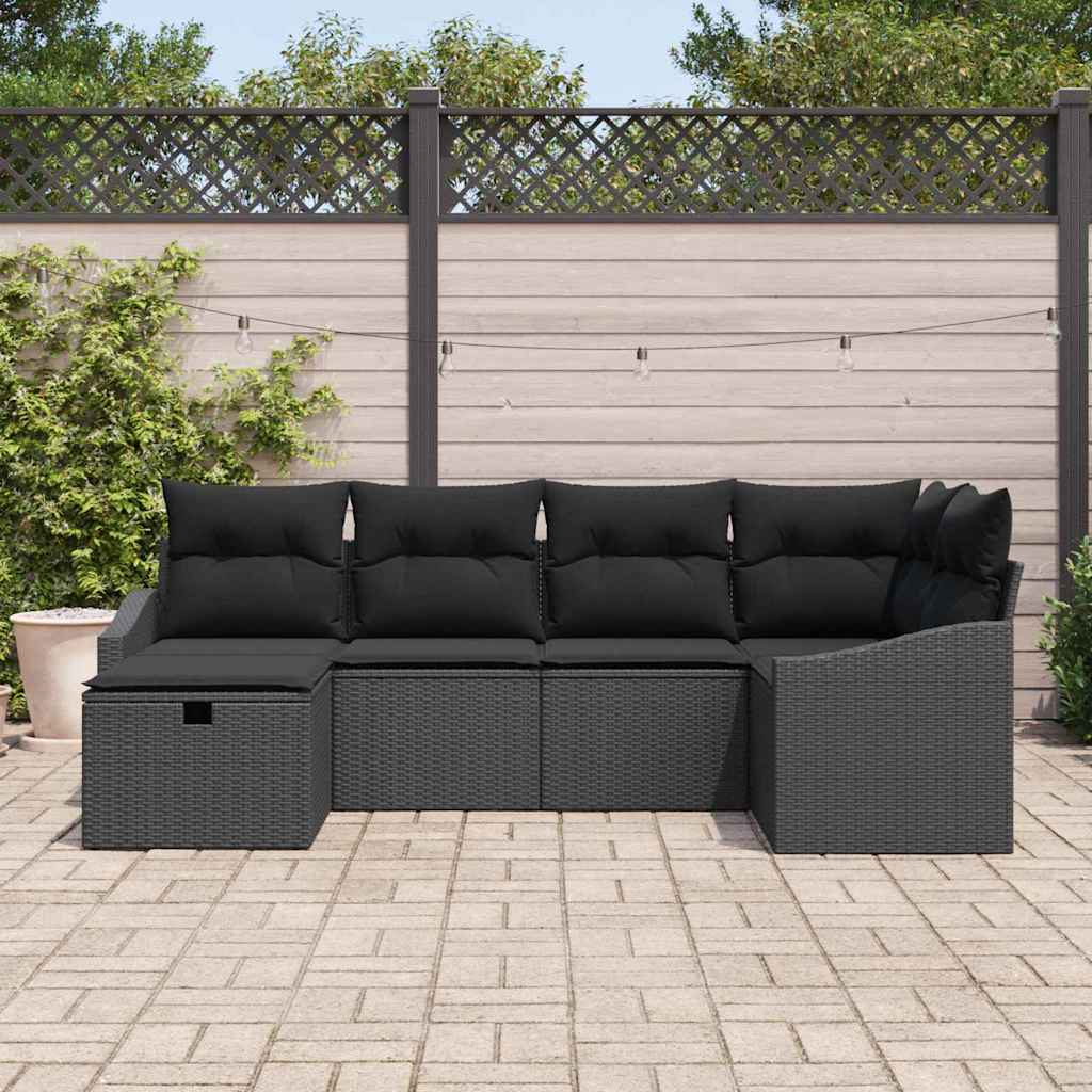 Garden Sofa Set 6 pcs Black 55 x 62 x 69 cm Poly rattan