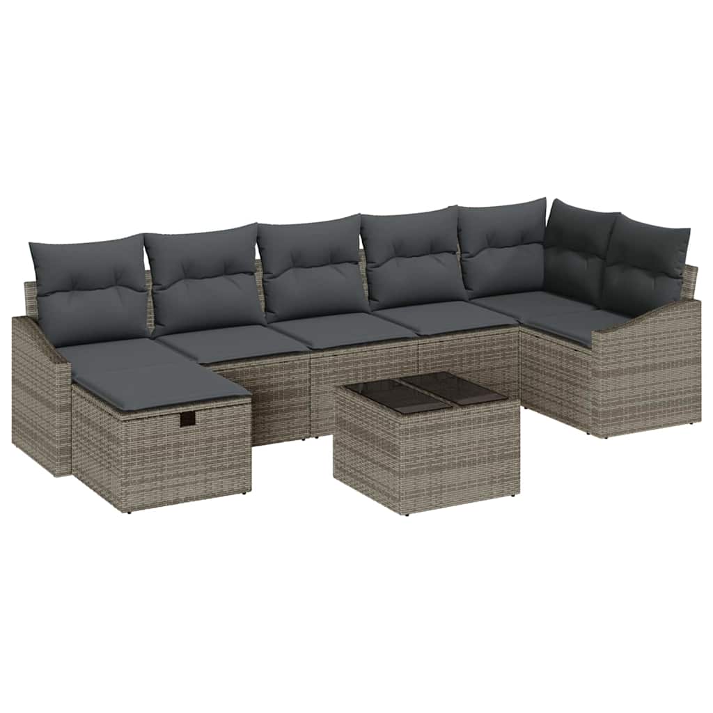 Garden Sofa Set 8 pcs Grey 55 x 62 x 69 cm Poly rattan