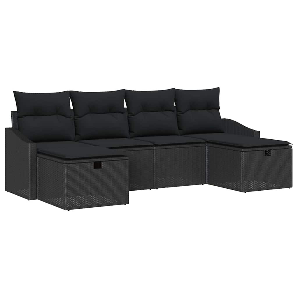 Garden Sofa Set 6 pcs Black 55 x 62 x 69 cm Poly rattan