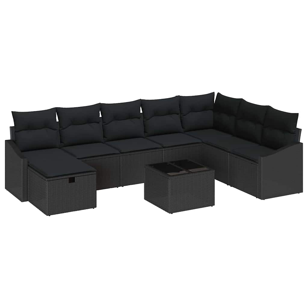 Garden Sofa Set 9 pcs Black 55 x 62 x 69 cm Poly rattan