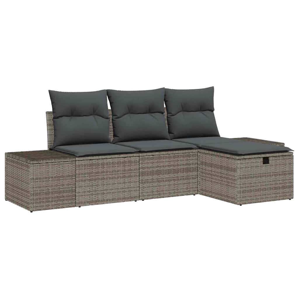 Garden Sofa Set 4 pcs Grey 55 x 62 x 69 cm Poly rattan