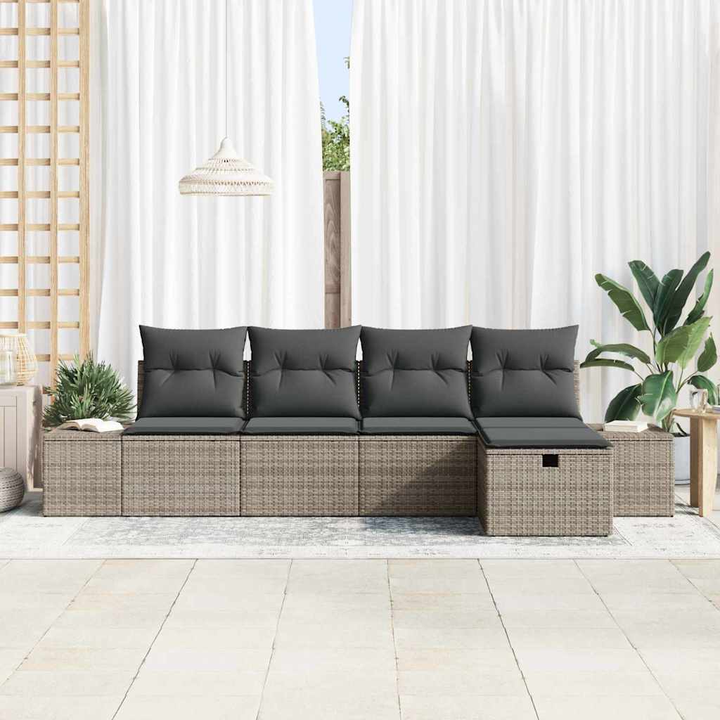 Garden Sofa Set 5 pcs Grey 55 x 62 x 69 cm Poly rattan
