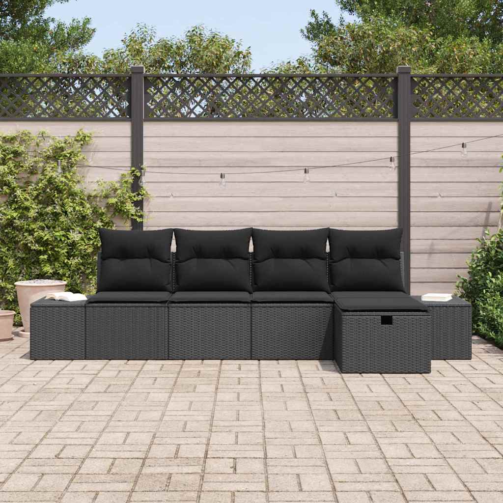 Garden Sofa Set 5 pcs Black 55 x 62 x 69 cm Poly rattan