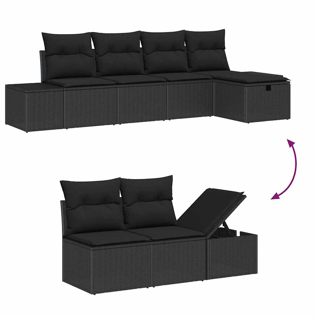 Garden Sofa Set 5 pcs Black 55 x 62 x 69 cm Poly rattan