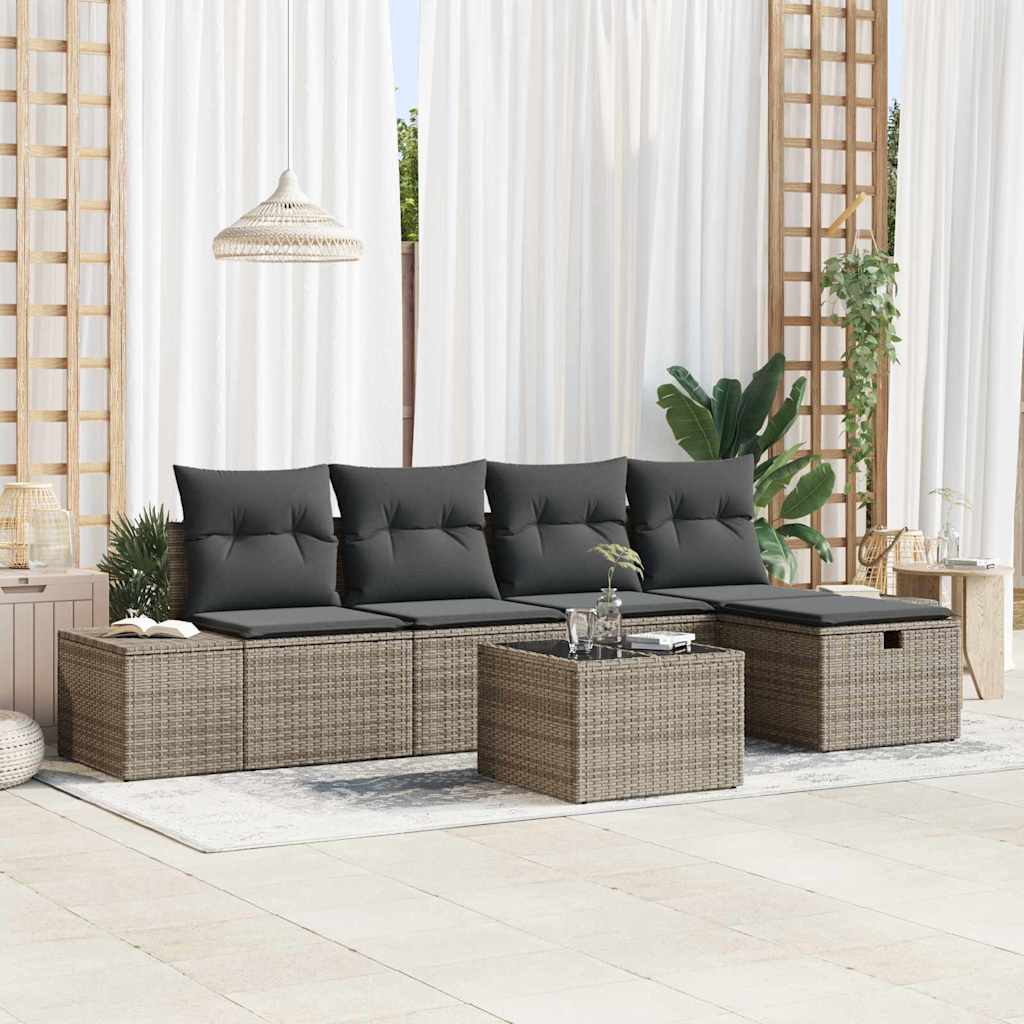 Garden Sofa Set 6 pcs Grey 55 x 62 x 69 cm Poly rattan