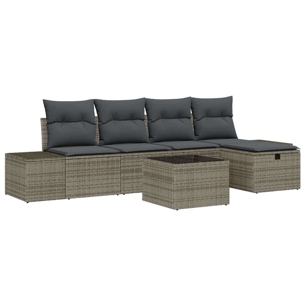 Garden Sofa Set 6 pcs Grey 55 x 62 x 69 cm Poly rattan