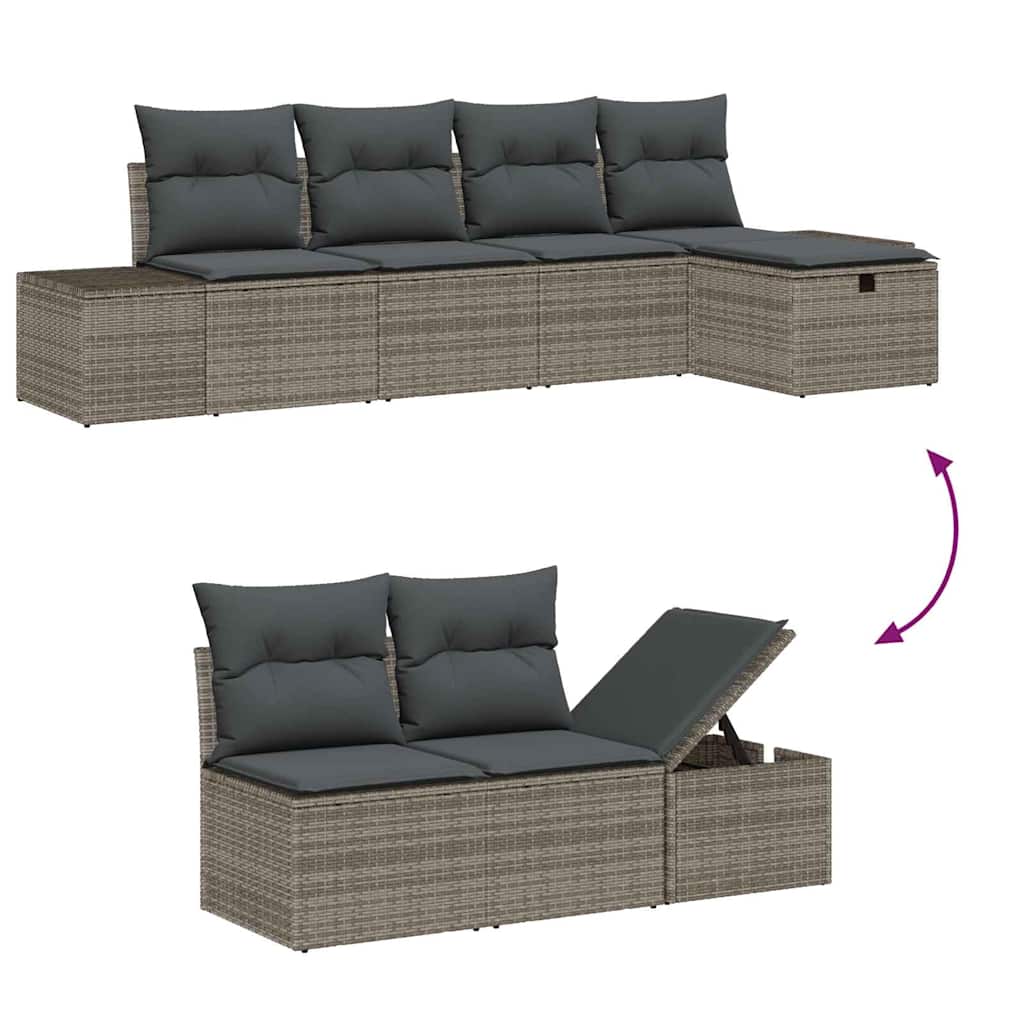 Garden Sofa Set 6 pcs Grey 55 x 62 x 69 cm Poly rattan