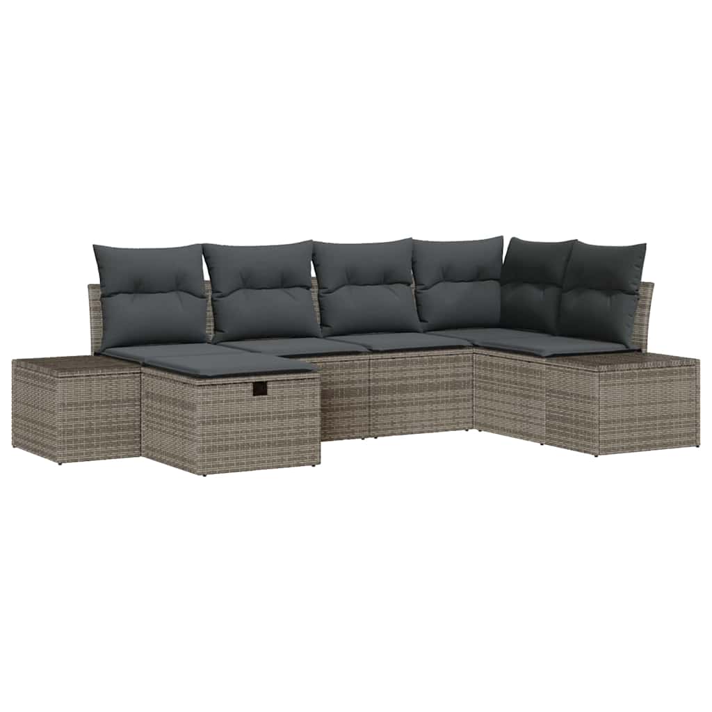 Garden Sofa Set 6 pcs Grey 55 x 62 x 69 cm Poly rattan