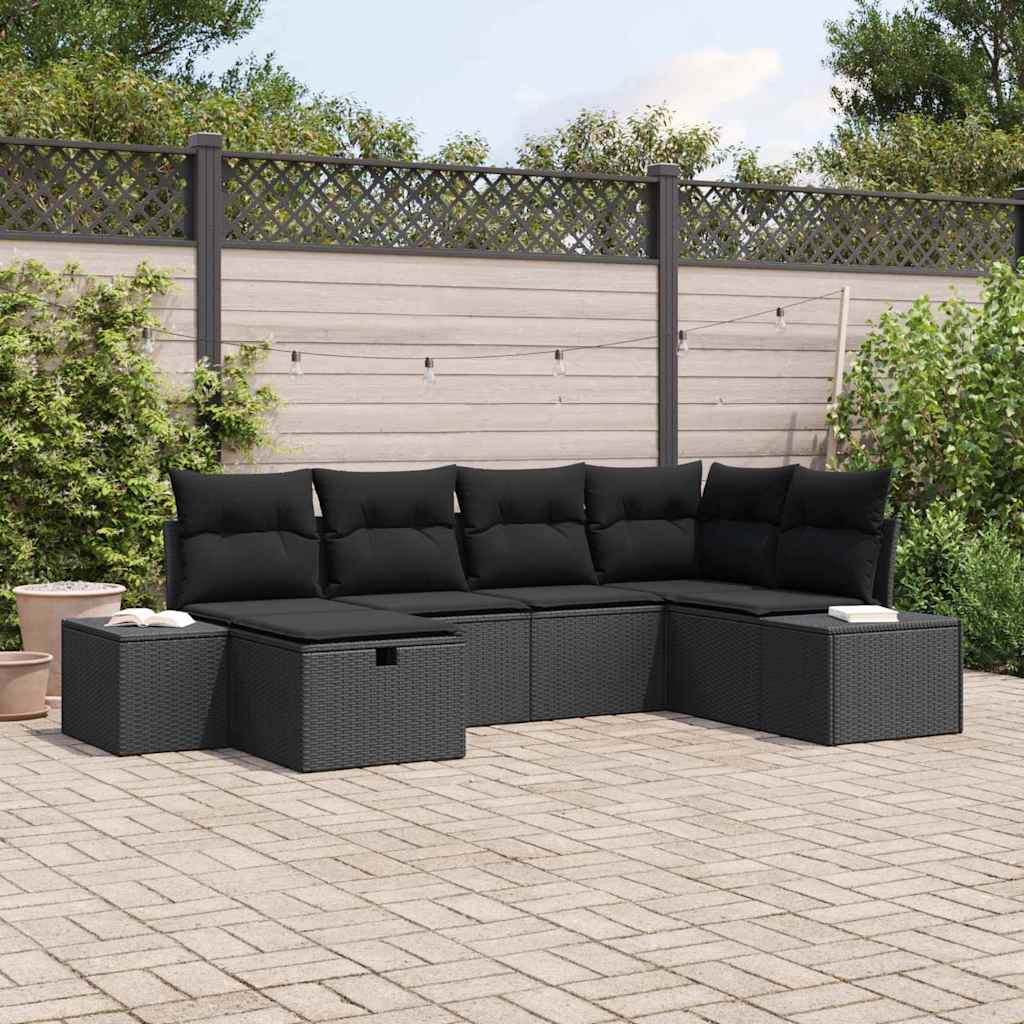Garden Sofa Set 6 pcs Black 55 x 62 x 69 cm Poly rattan