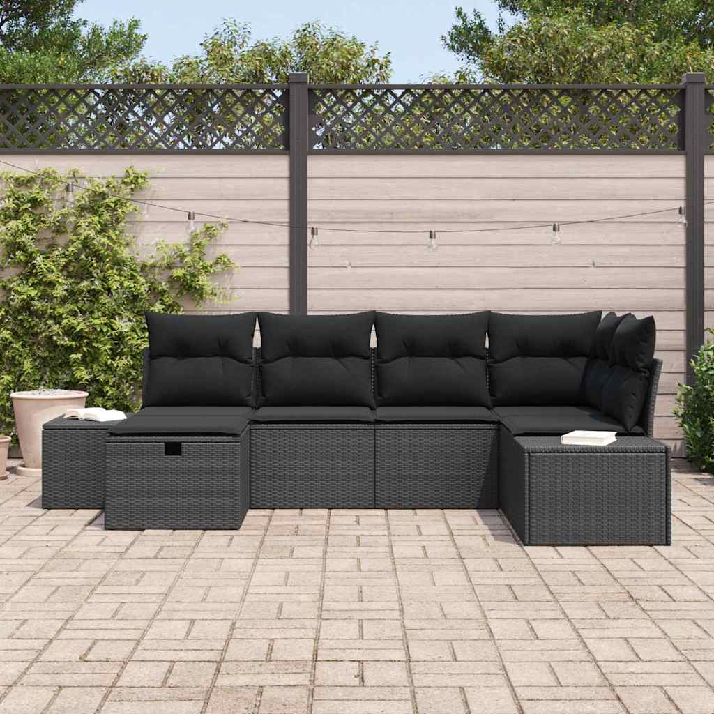 Garden Sofa Set 6 pcs Black 55 x 62 x 69 cm Poly rattan