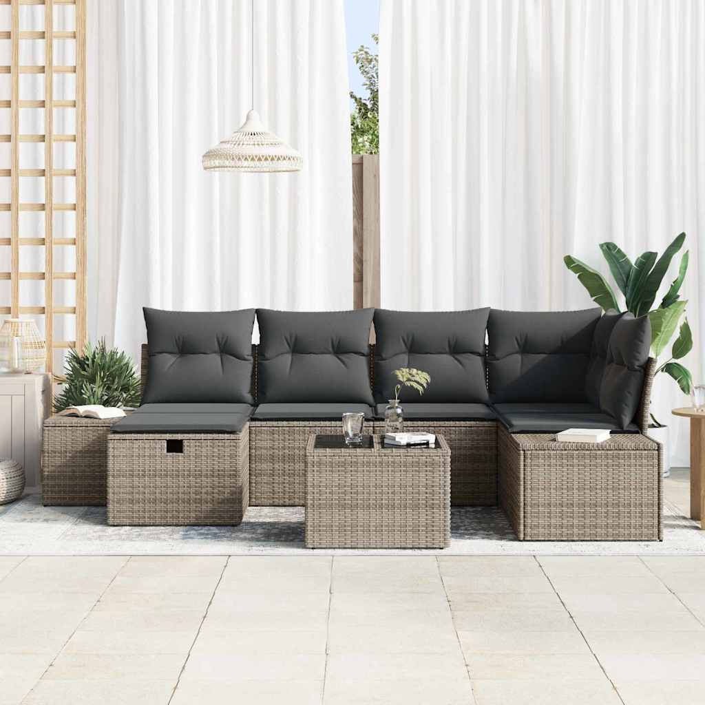 Garden Sofa Set 7 pcs Grey 55 x 62 x 69 cm Poly rattan