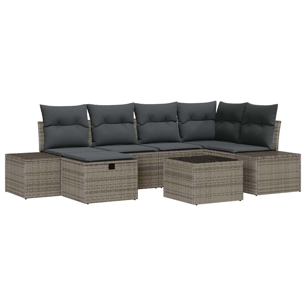 Garden Sofa Set 7 pcs Grey 55 x 62 x 69 cm Poly rattan